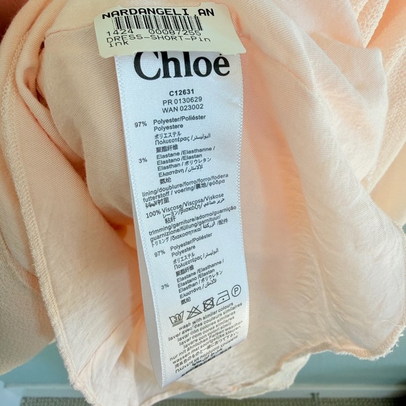 Chloé Embroidered Pink Balloon Sleeve Dress - Picture 5 of 6